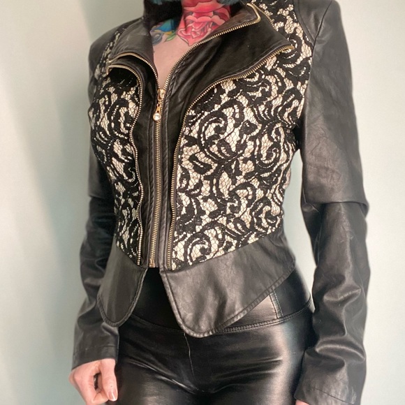 Faux leather/lace jacket - Picture 3 of 4